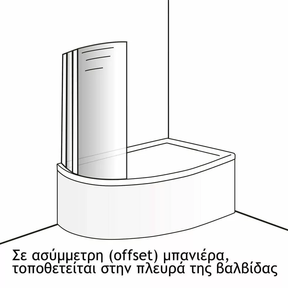Διαχωριστικό Μπανιέρας Δίπτυχο Κυρτό Devon Primus Plus DGC1200