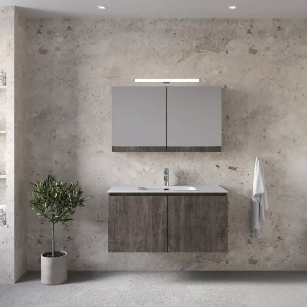 Royal Bath Madrid 100 Έπιπλο Μπάνιου Κρεμαστό - Με Καθρέπτη Ντουλάπι, Γκρί