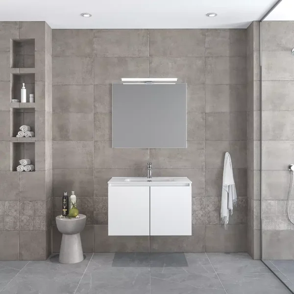 Royal Bath Madrid 80 Έπιπλο Μπάνιου Κρεμαστό - Με Καθρέπτη, Λευκό