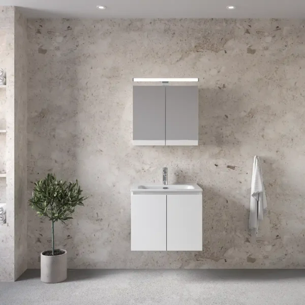 Royal Bath Madrid 60 Έπιπλο Μπάνιου Κρεμαστό - Με Καθρέπτη Ντουλάπι, Λευκό