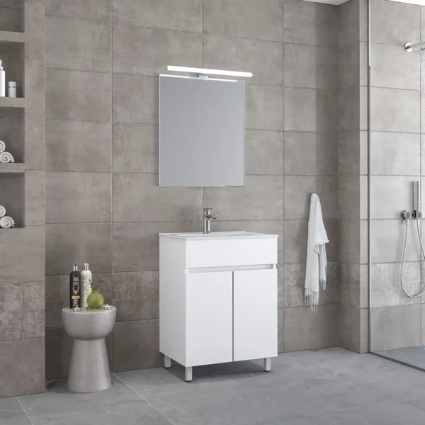 Royal Bath Toledo 60 Έπιπλο Μπάνιου Επιδαπέδιο - Με Καθρέπτη, Λευκό