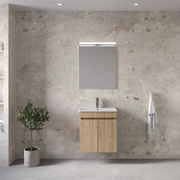 Royal Bath Valencia 55 Έπιπλο Μπάνιου - Με Καθρέπτη, Φυσικό Ξύλο