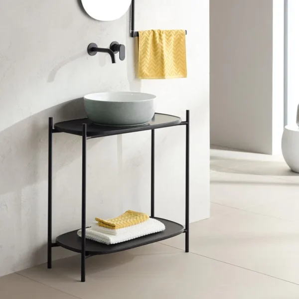 Scarabeo Laila Shelf Έπιπλο Μπάνιου Επιδαπέδιο - Μαύρο Ματ, Χωρίς οπή μπαταρίας