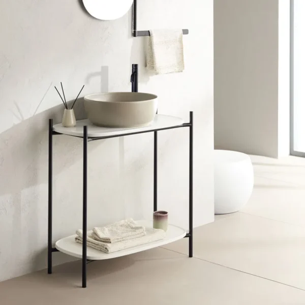 Scarabeo Laila Shelf Έπιπλο Μπάνιου Επιδαπέδιο - Λευκό Ματ, Με οπή μπαταρίας